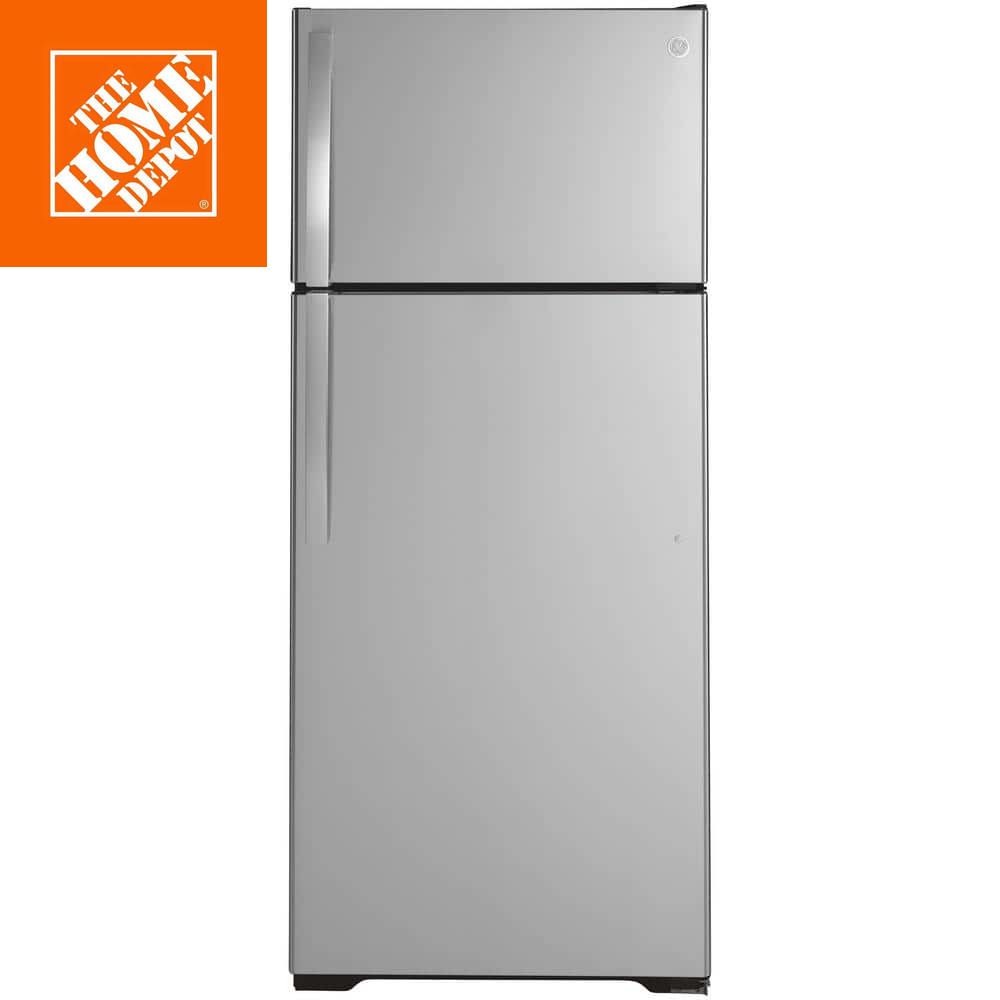 White 28-inch top freezer refrigerator with 16.6 cu ft capacity