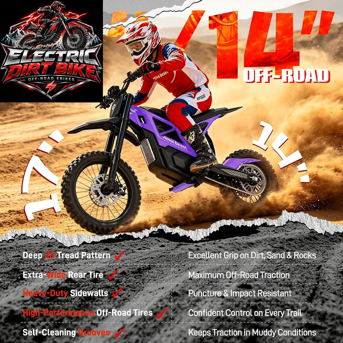 ESKUTE NOVA Beast Electric Dirt Motorcycle with 60V 27Ah Battery