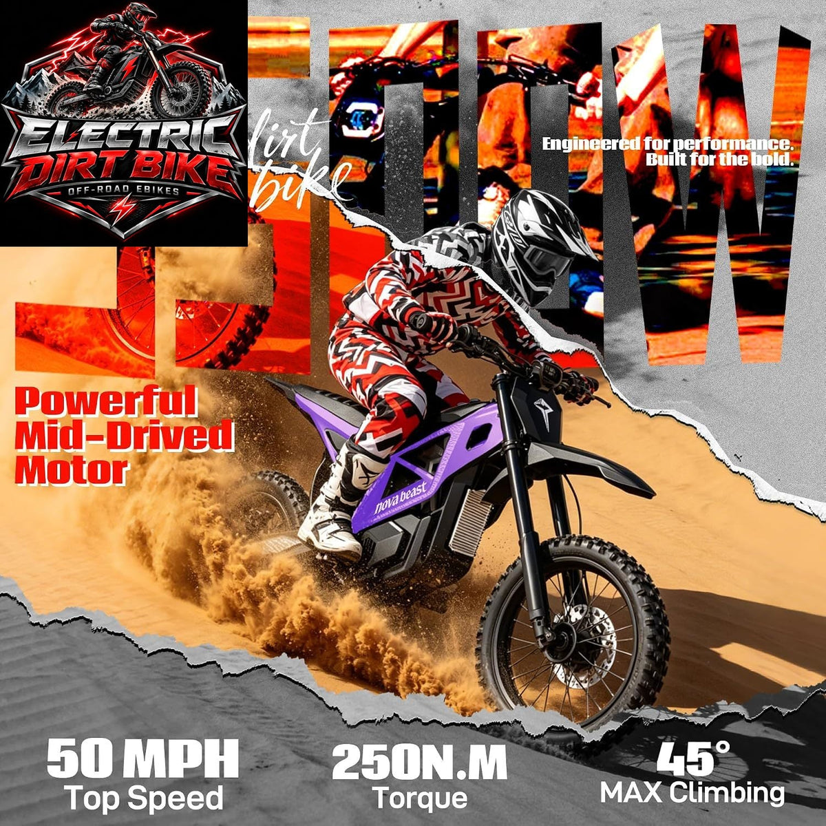 ESKUTE NOVA Beast Electric Dirt Motorcycle with 60V 27Ah Battery