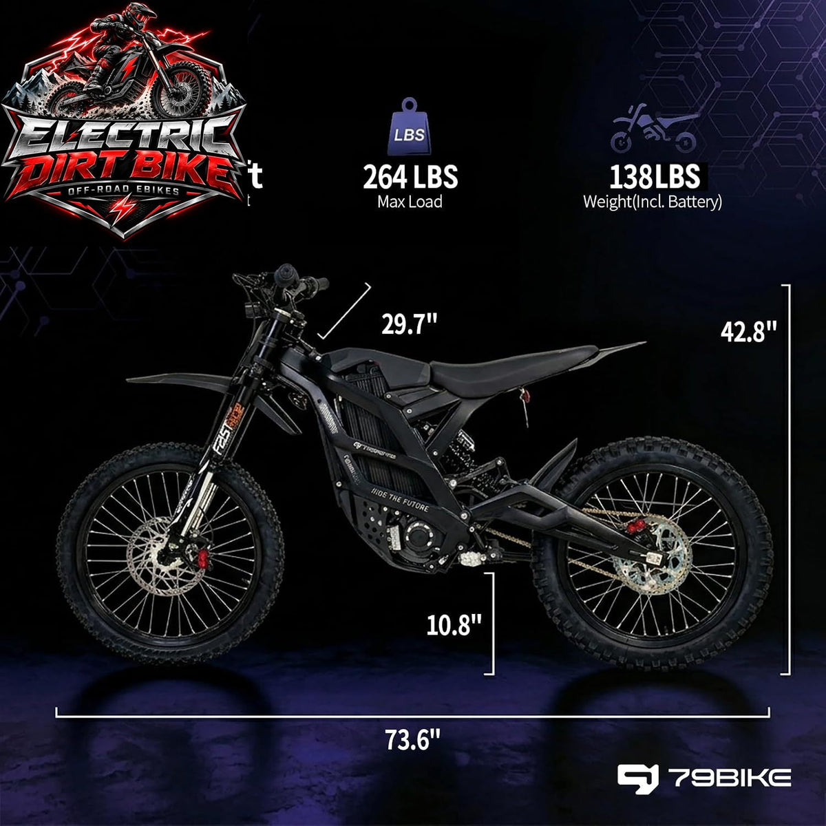 79BIKE Falcon-LITE: Forged Aluminum Electric Motorcycle, 72V 30Ah