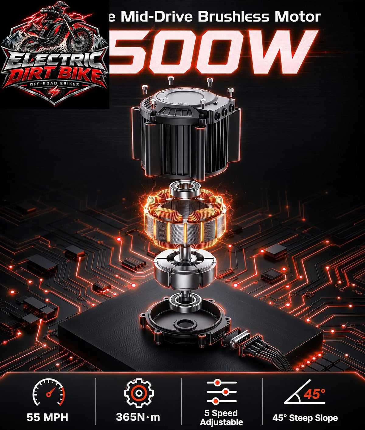 Tasaca T500 Pro 6500W Mid-Drive Dirt Motorcycle with Five Power Modes