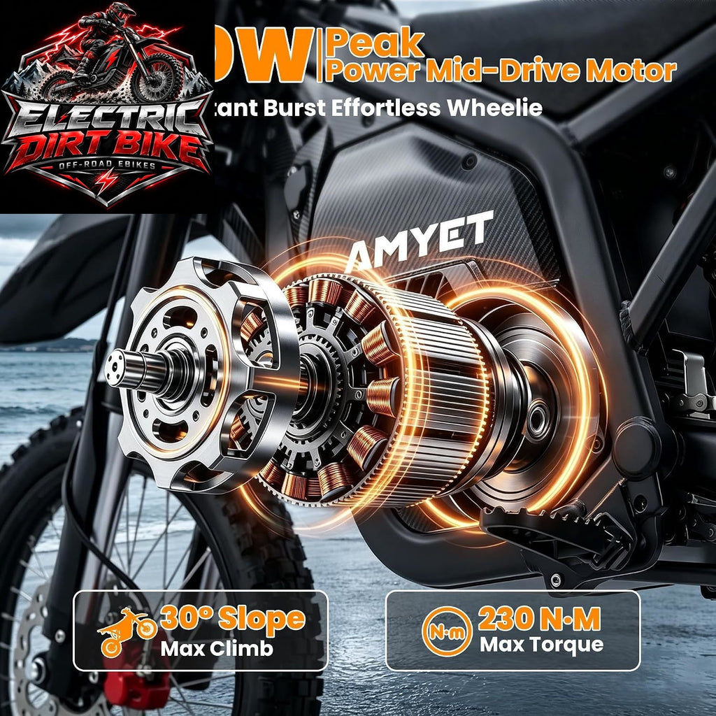 AMYET Electric Dirt Motorcycle, 4000W Peak with Reverse Gear