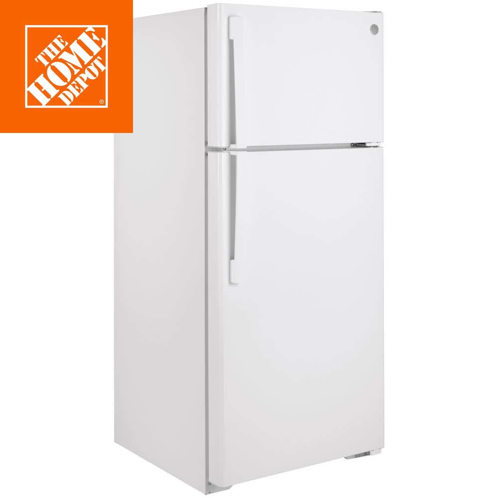 White 28-inch top freezer refrigerator with 16.6 cu ft capacity