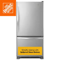 Stainless steel bottom freezer refrigerator with 22.1 cu ft capacity