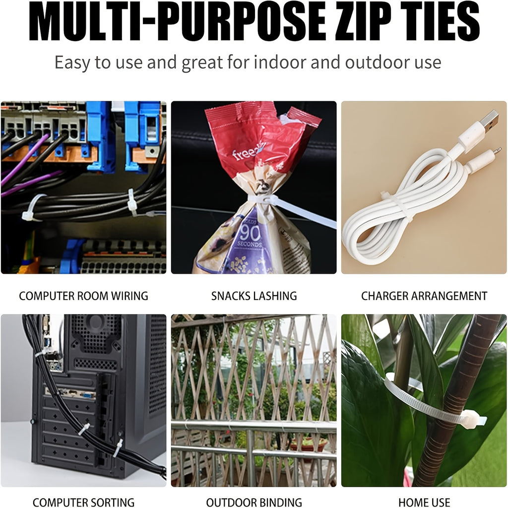300-Pack Durable Nylon Cable Ties, Size 7.87/5.91/3.94 Inches - 20/15/10cm, Self-Locking Nylon Cable Ties, Suitable for Electronic Equipment Organization, Home, Office, Gardening, Industrial, Workshop Wiring, Home Storage, Electrical Wiring